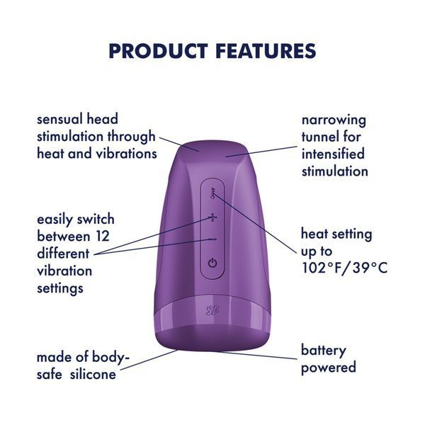 Мастурбатор Satisfyer Men Heat Vibration Battery Series імітатор мінету, підігрів та вібрація SX3843 фото