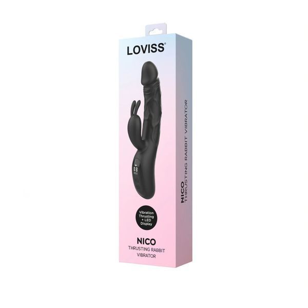 Вібратор-кролик з пульсацією Loviss Nico Thrusting Rabbit Vibrator, 9 режимів, подвійний відросток SX3997 фото